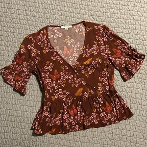 Madewell Tie Sleeve Butterfly Sanctuary Wrap Top, EUC, 00